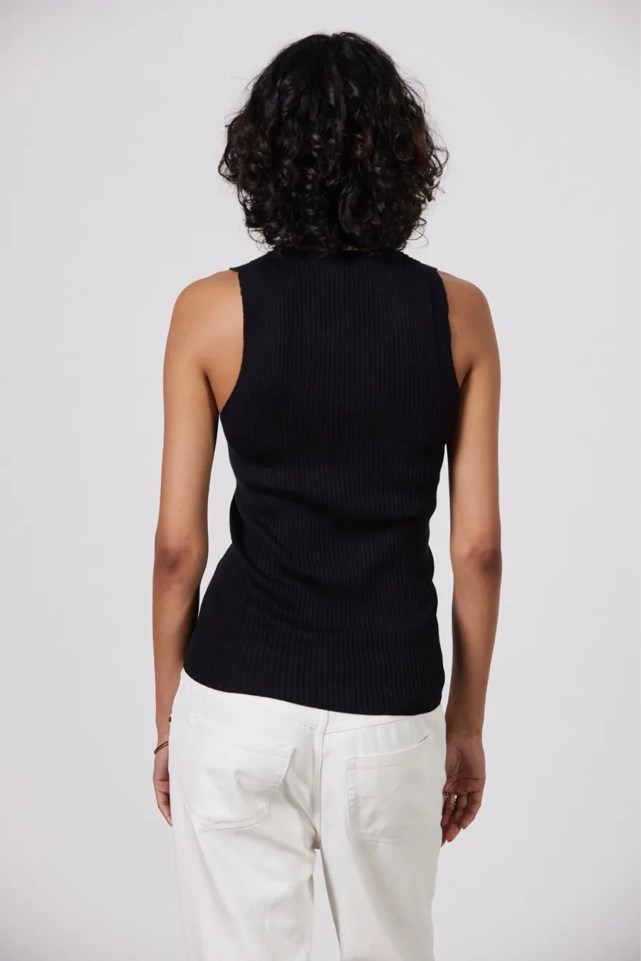 Malo Ribbed Seamless Tank Black