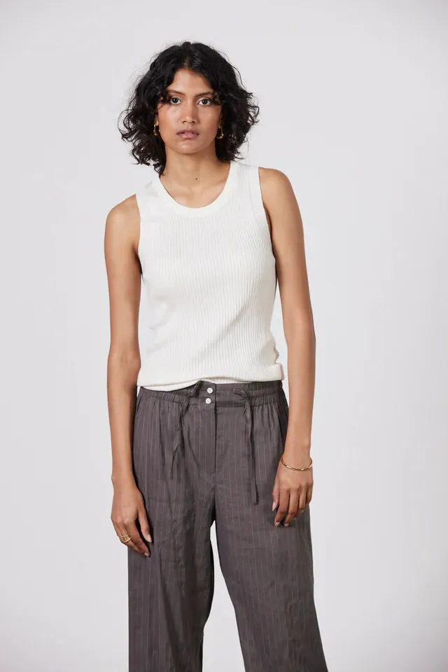 Malo Ribbed Seamless Tank Chalk