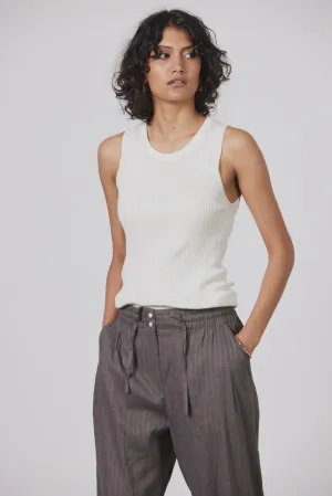 Malo Ribbed Seamless Tank Chalk