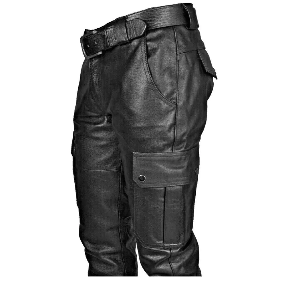 Men's Fashion Pocketed Leather Pants