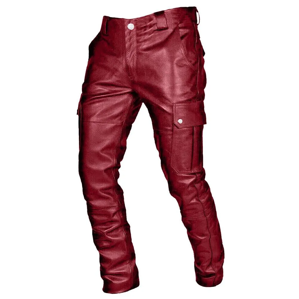 Men's Fashion Pocketed Leather Pants