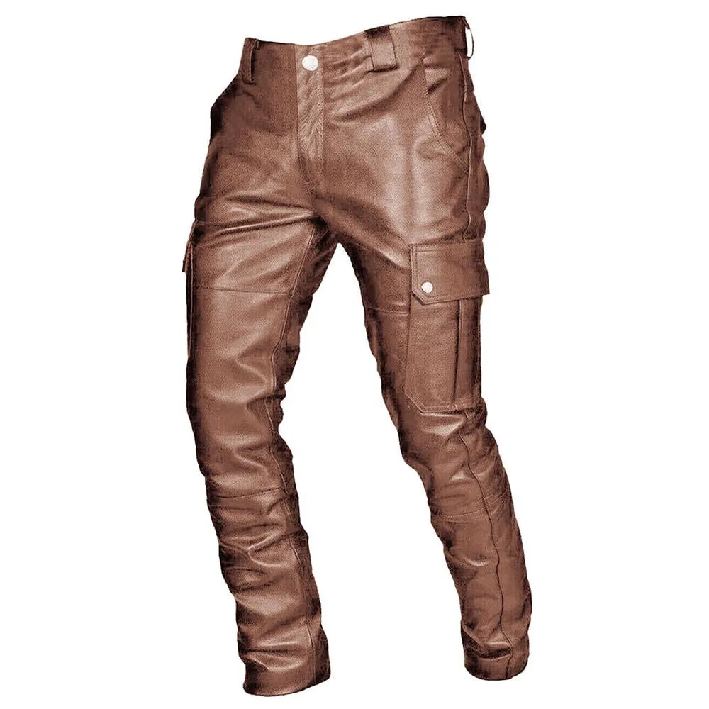 Men's Fashion Pocketed Leather Pants