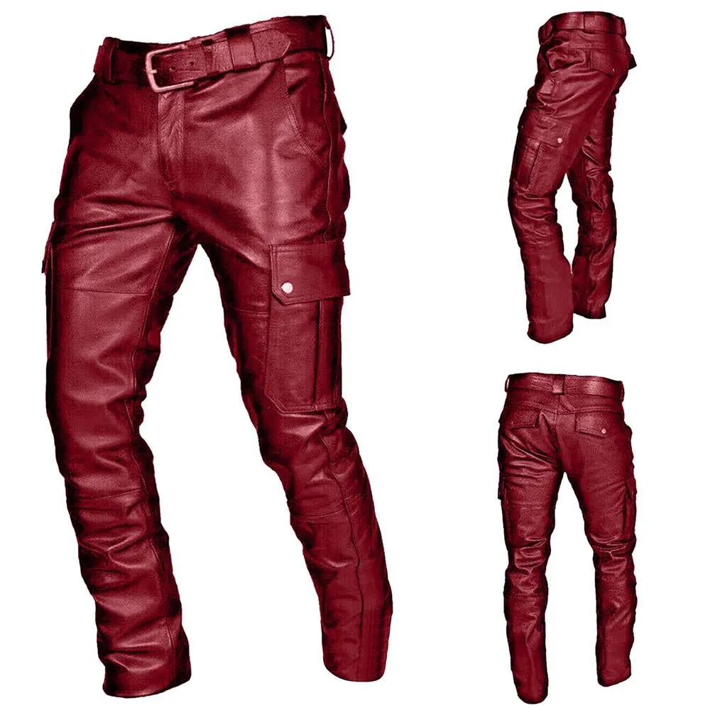 Men's Fashion Pocketed Leather Pants