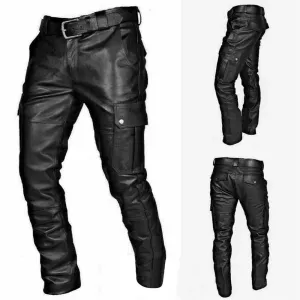 Men's Fashion Pocketed Leather Pants