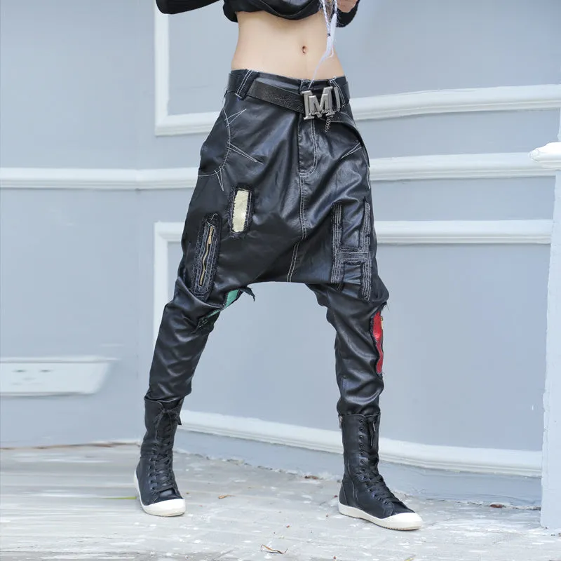 Men's Hip Hop Style Leather Trousers