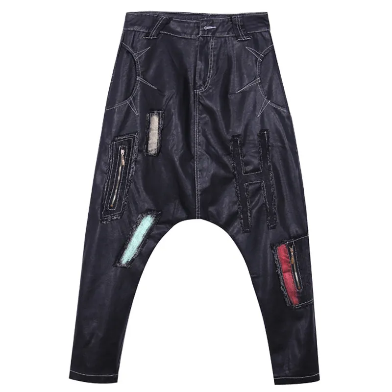 Men's Hip Hop Style Leather Trousers