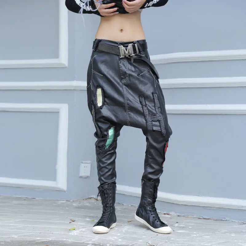 Men's Hip Hop Style Leather Trousers