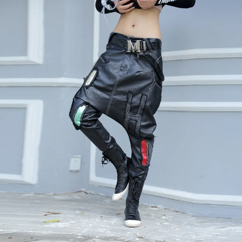 Men's Hip Hop Style Leather Trousers