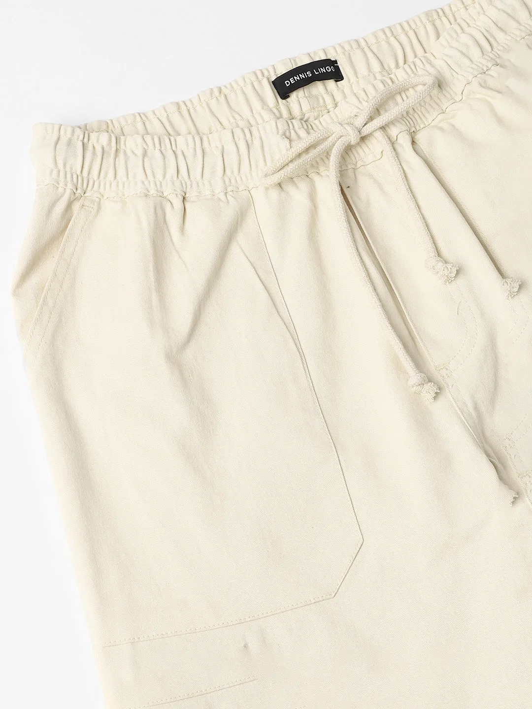 Mens's Cream Solid Cargo Jogger