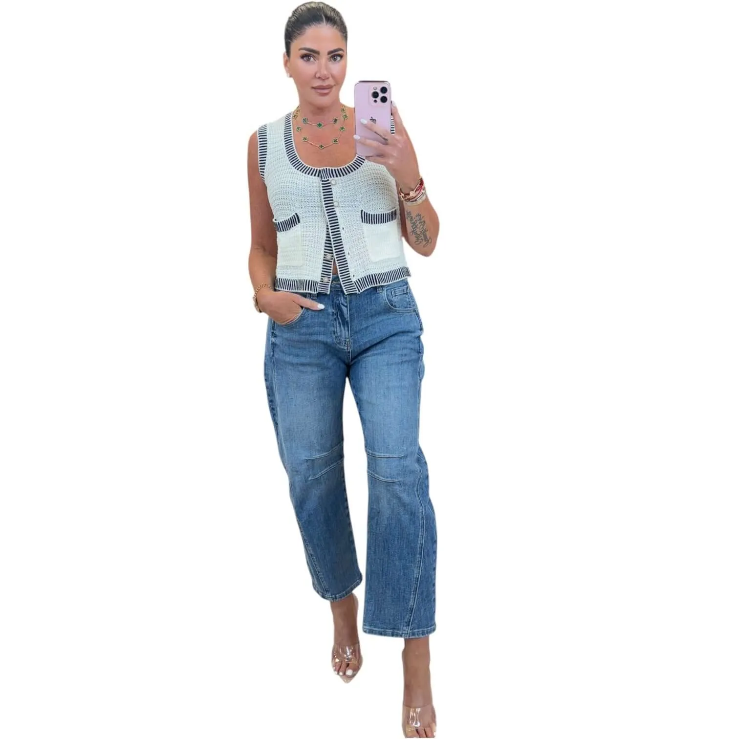 Mid Rise Barrel Leg Jeans