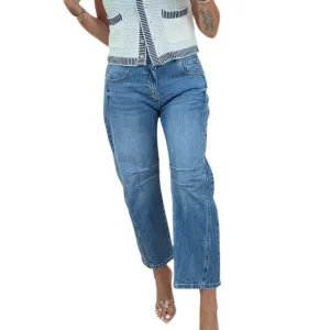 Mid Rise Barrel Leg Jeans