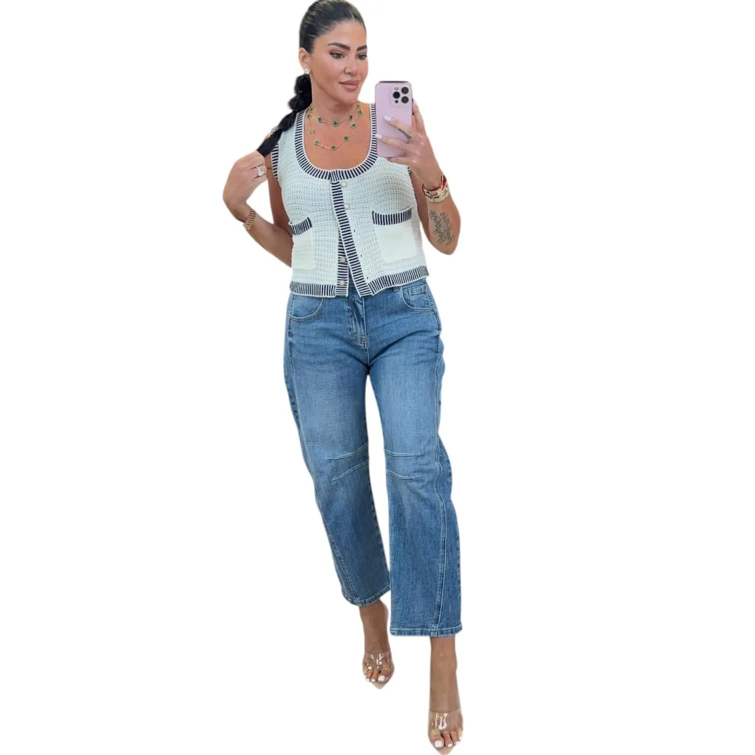 Mid Rise Barrel Leg Jeans