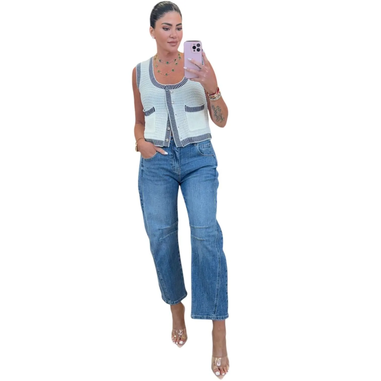 Mid Rise Barrel Leg Jeans
