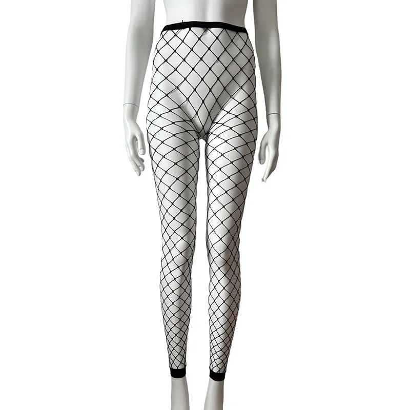 Music Legs Diamond Net Spandex Footless Leggings