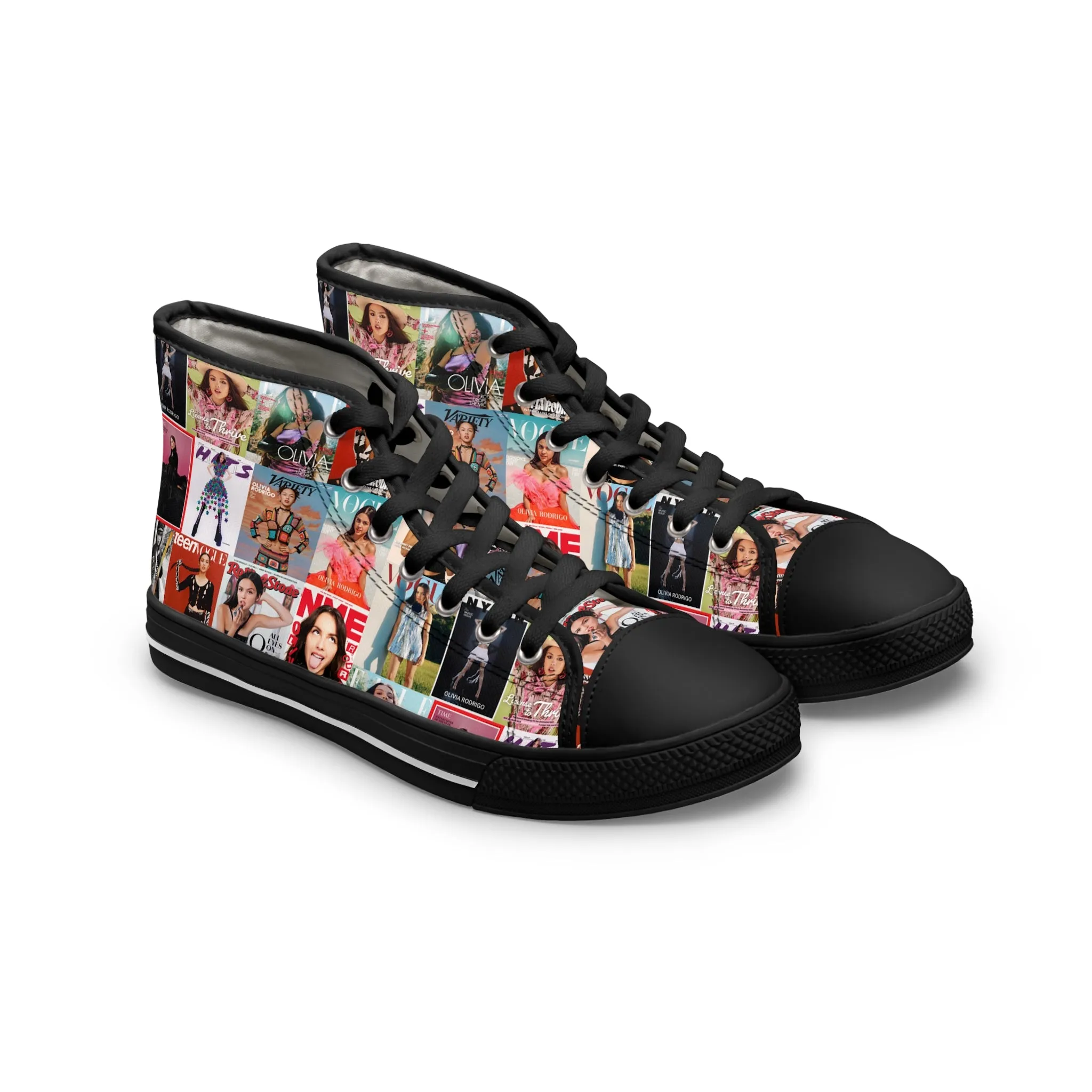 Olivia Rodrigo Magazine Cover Collage Pattern Women's High Top Sneakers