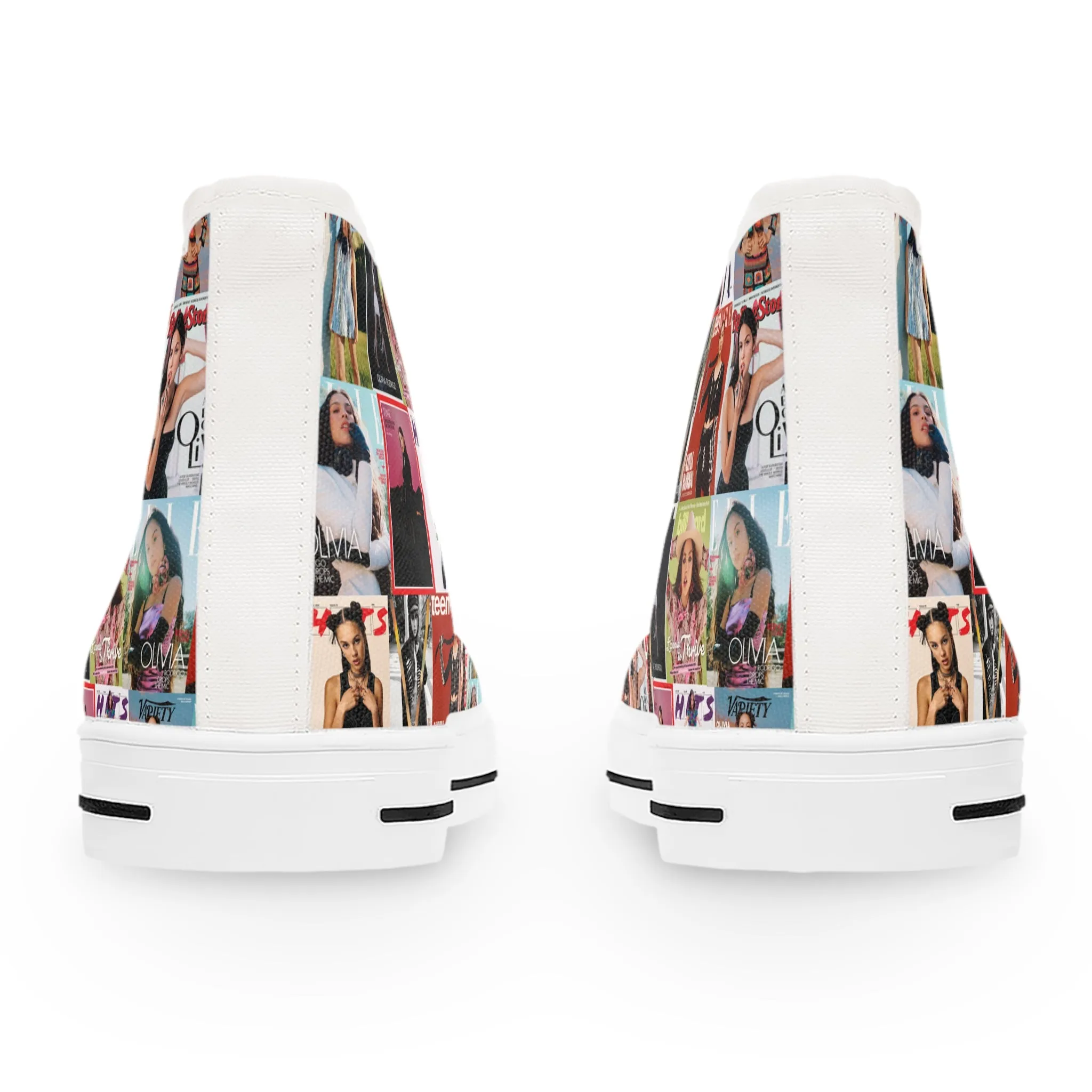 Olivia Rodrigo Magazine Cover Collage Pattern Women's High Top Sneakers