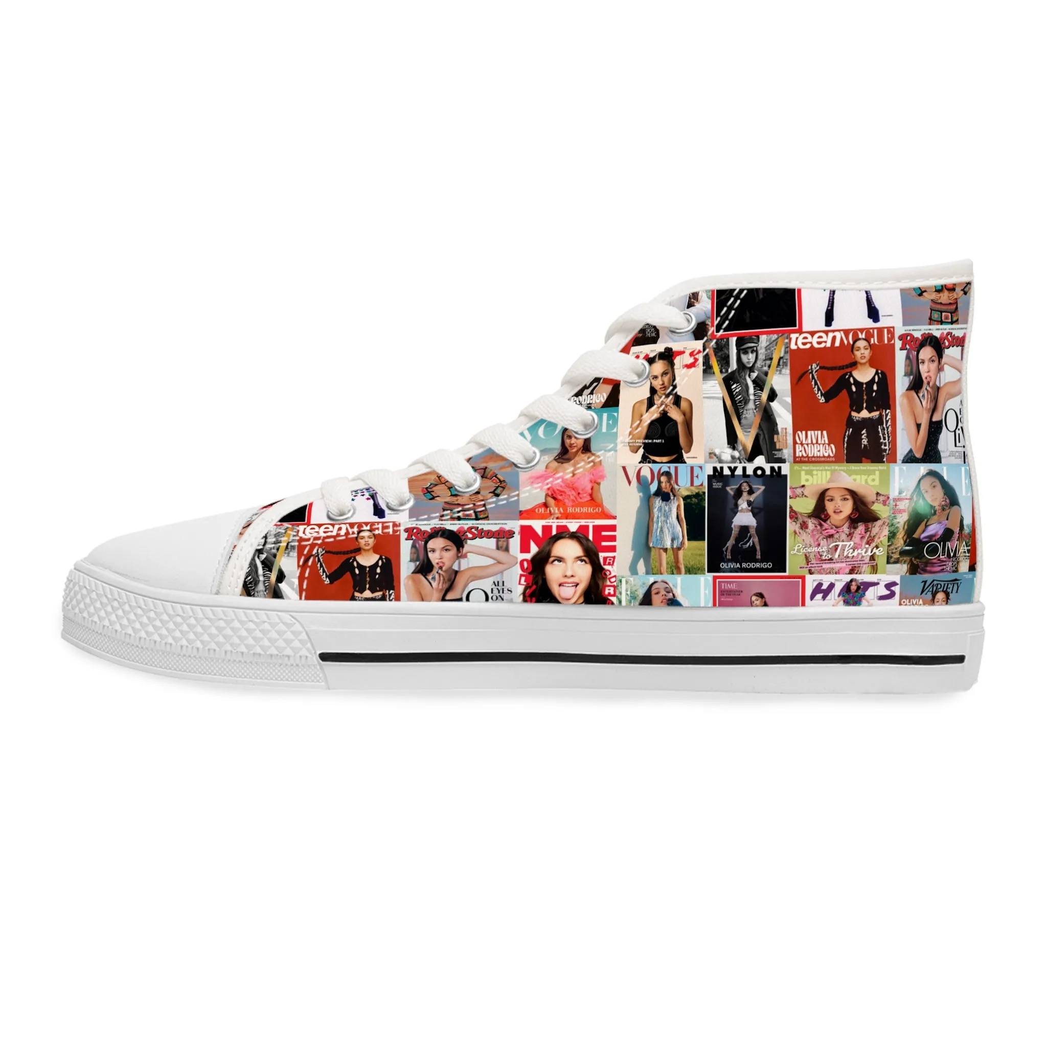 Olivia Rodrigo Magazine Cover Collage Pattern Women's High Top Sneakers