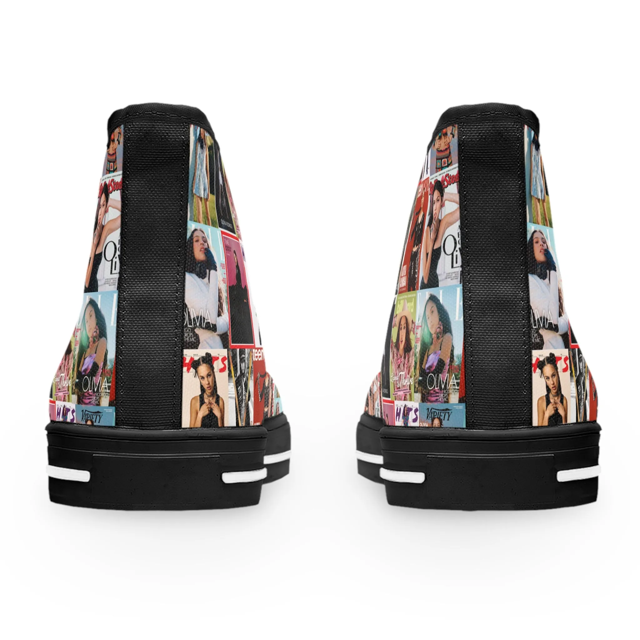 Olivia Rodrigo Magazine Cover Collage Pattern Women's High Top Sneakers