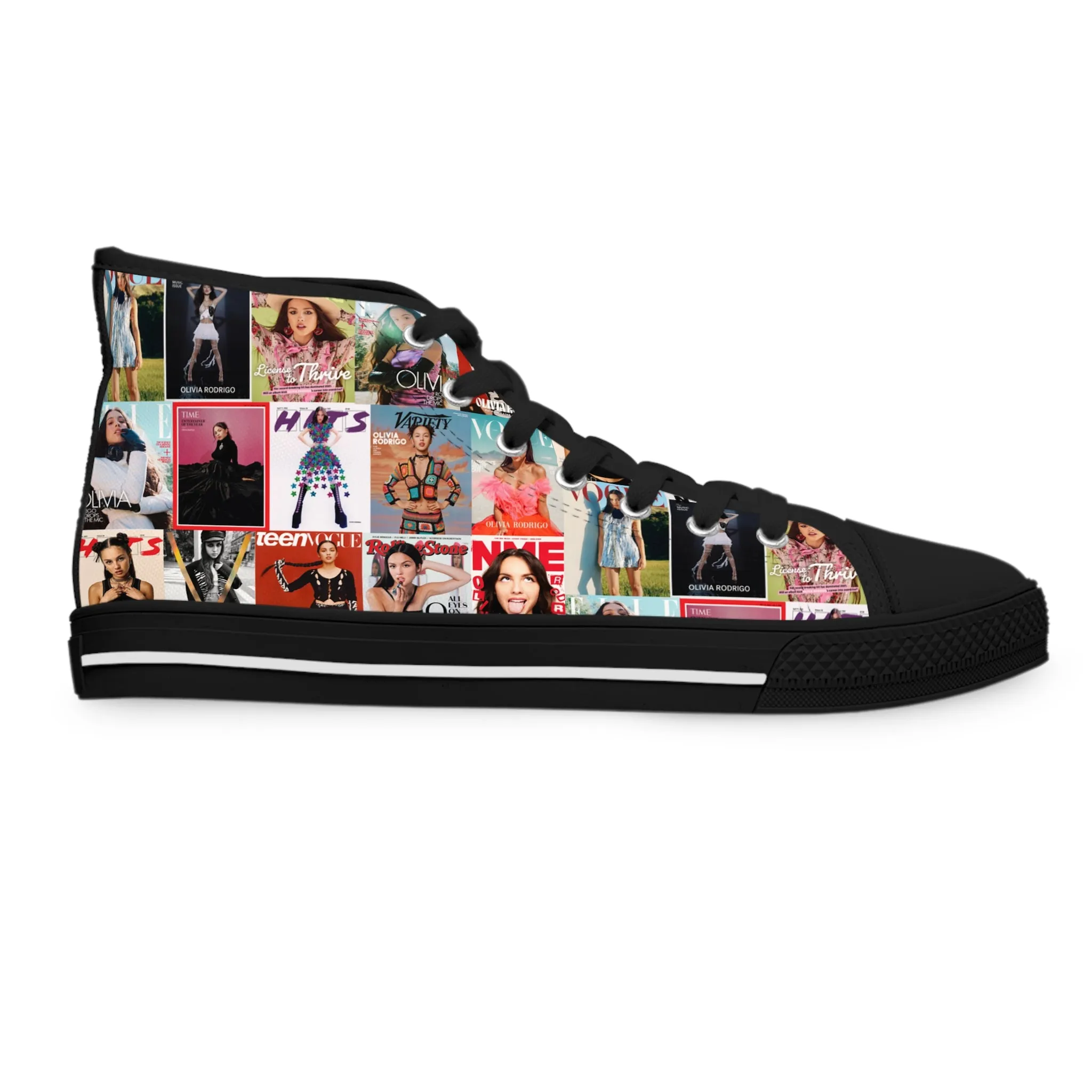 Olivia Rodrigo Magazine Cover Collage Pattern Women's High Top Sneakers