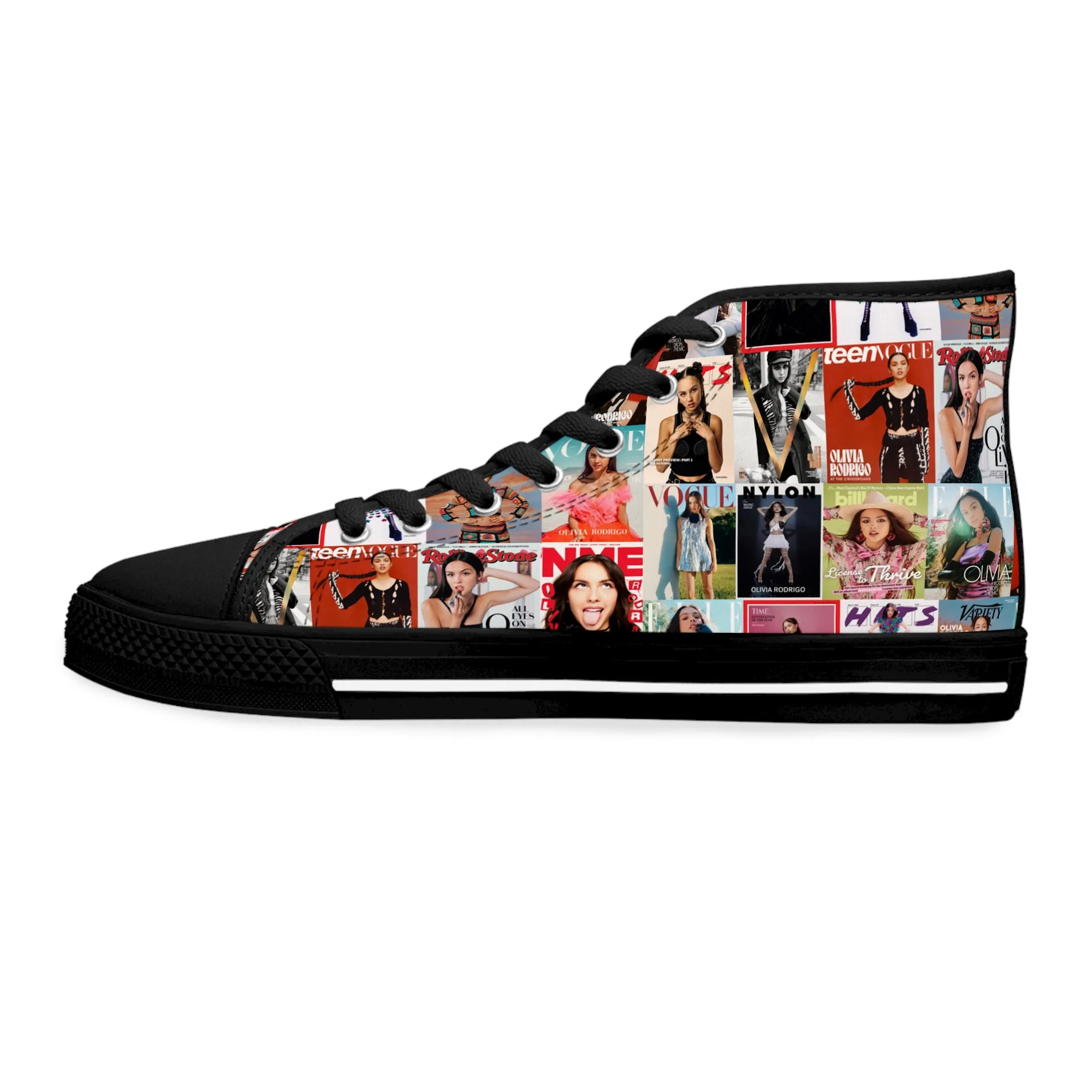 Olivia Rodrigo Magazine Cover Collage Pattern Women's High Top Sneakers