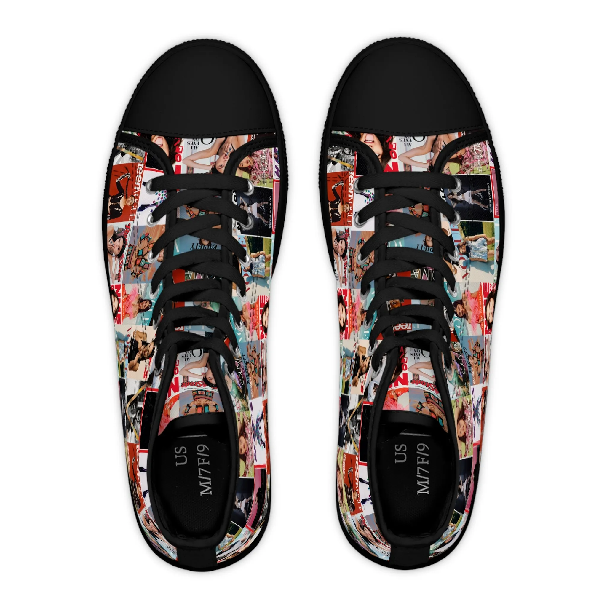 Olivia Rodrigo Magazine Cover Collage Pattern Women's High Top Sneakers