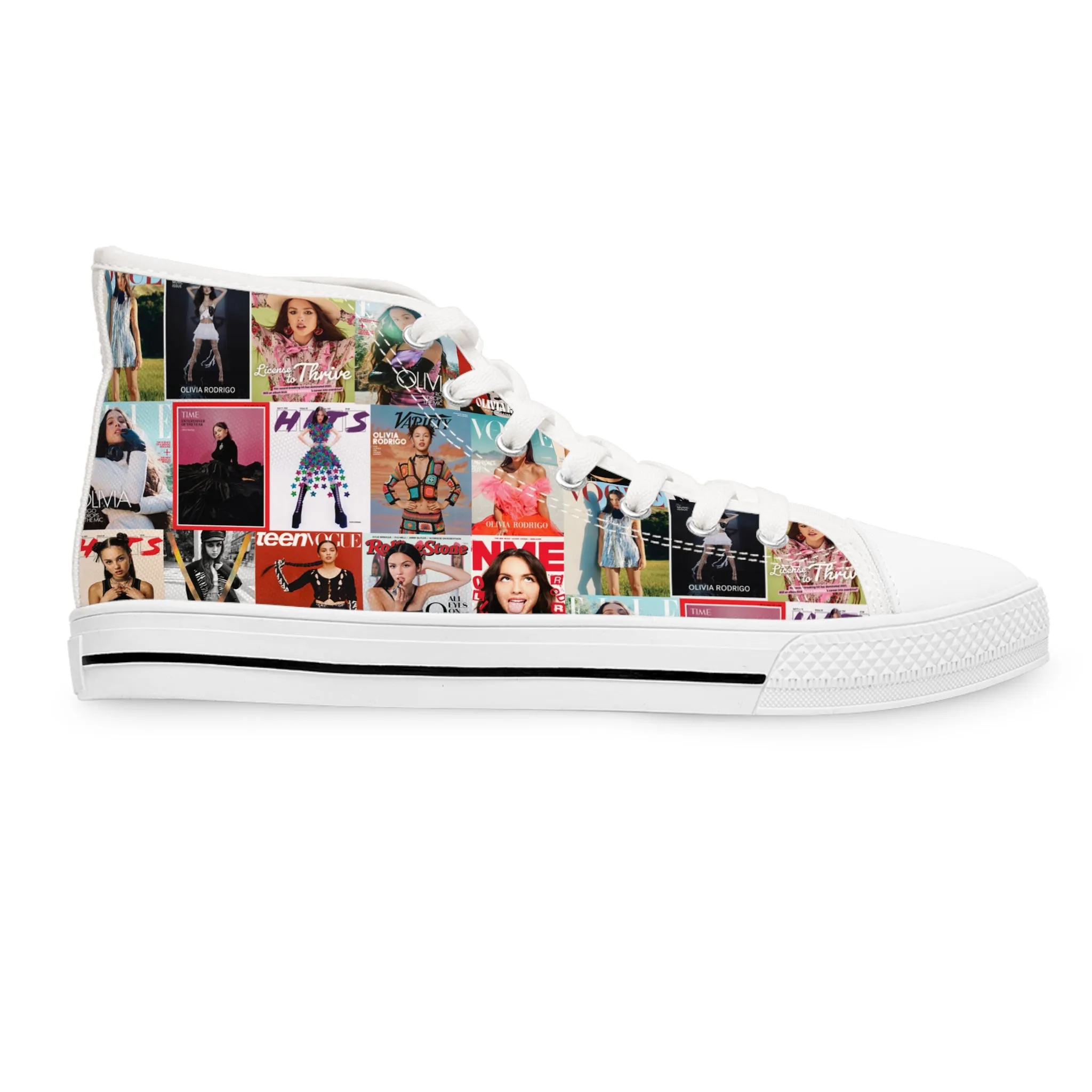 Olivia Rodrigo Magazine Cover Collage Pattern Women's High Top Sneakers
