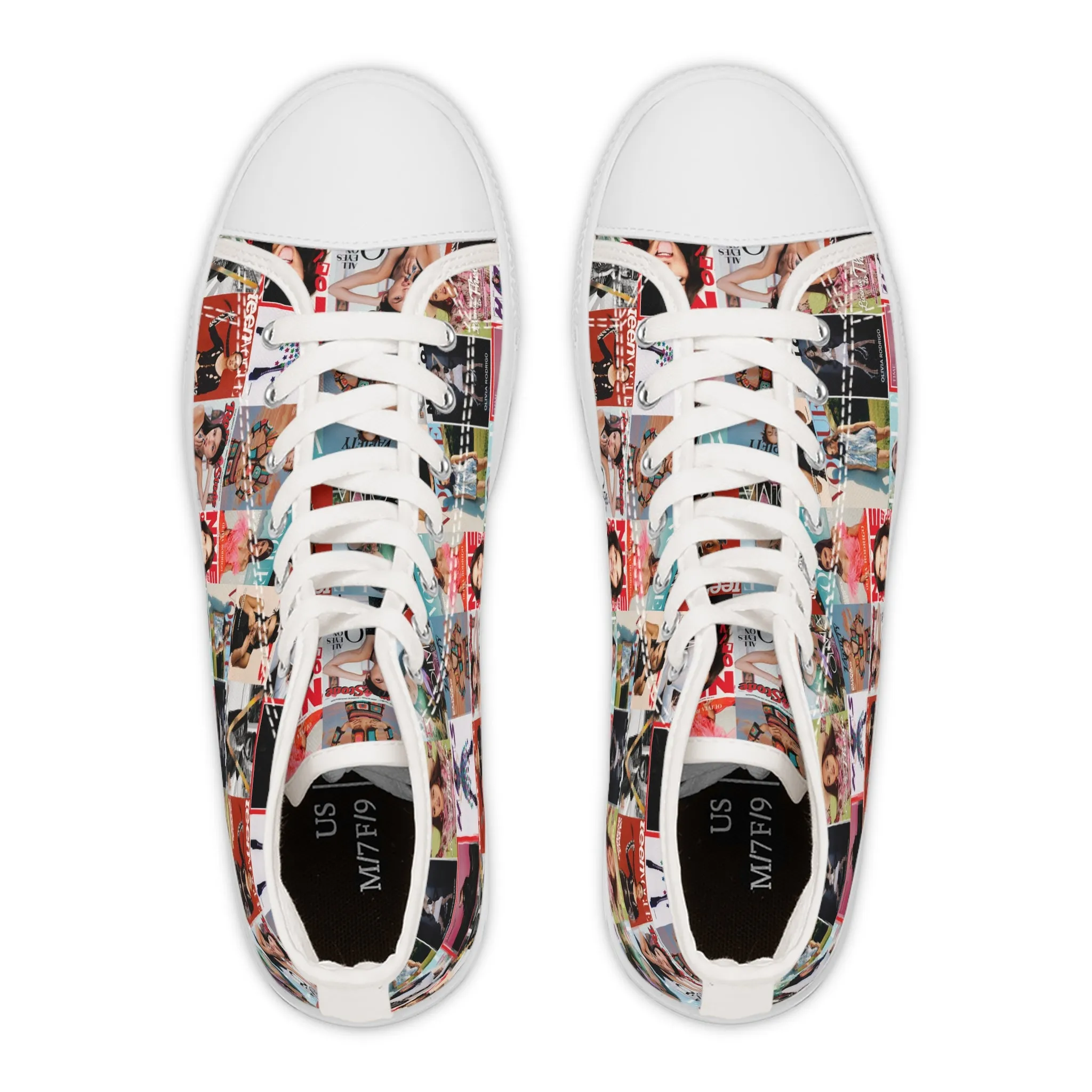 Olivia Rodrigo Magazine Cover Collage Pattern Women's High Top Sneakers