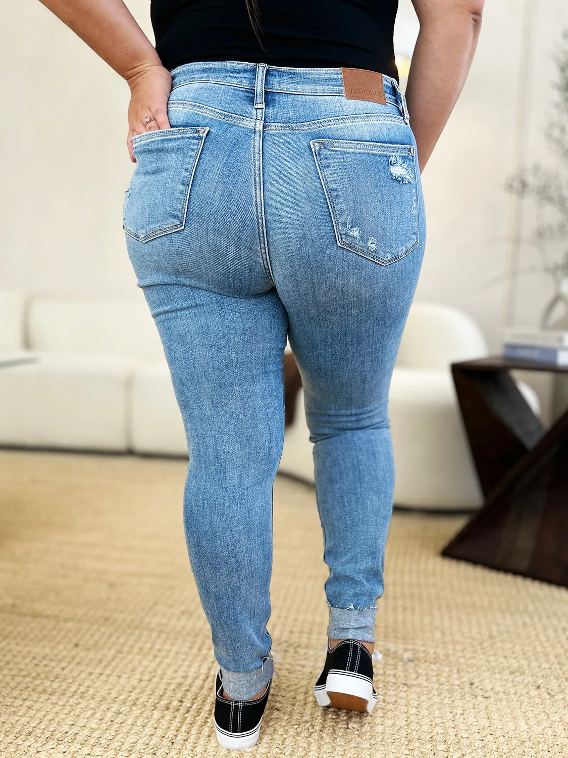 Online Judy Blue Full Size Mid Rise Destroy & Cuff Skinny Jeans