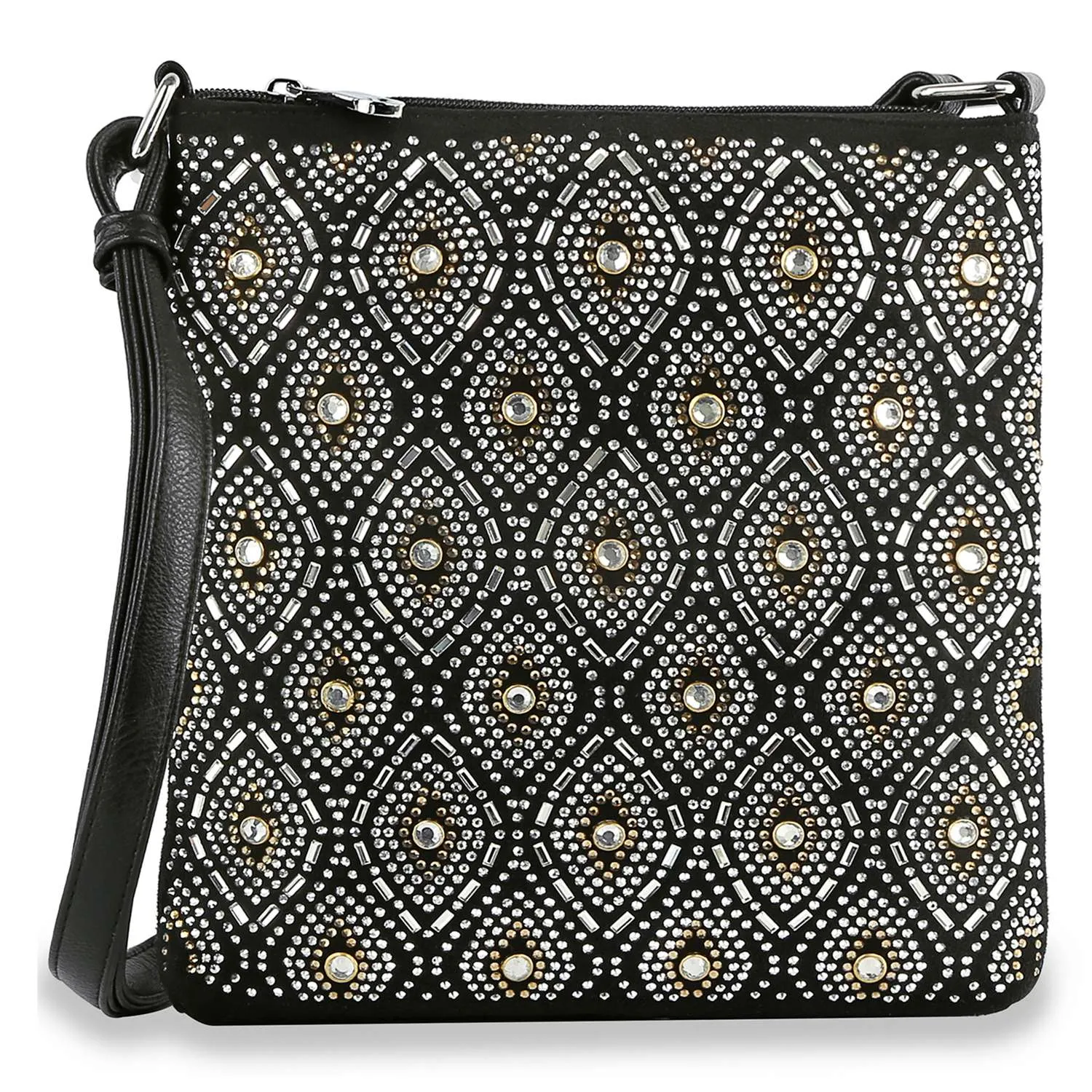 Patterned Rhinestone Crossbody Sling