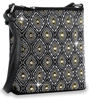 Patterned Rhinestone Crossbody Sling