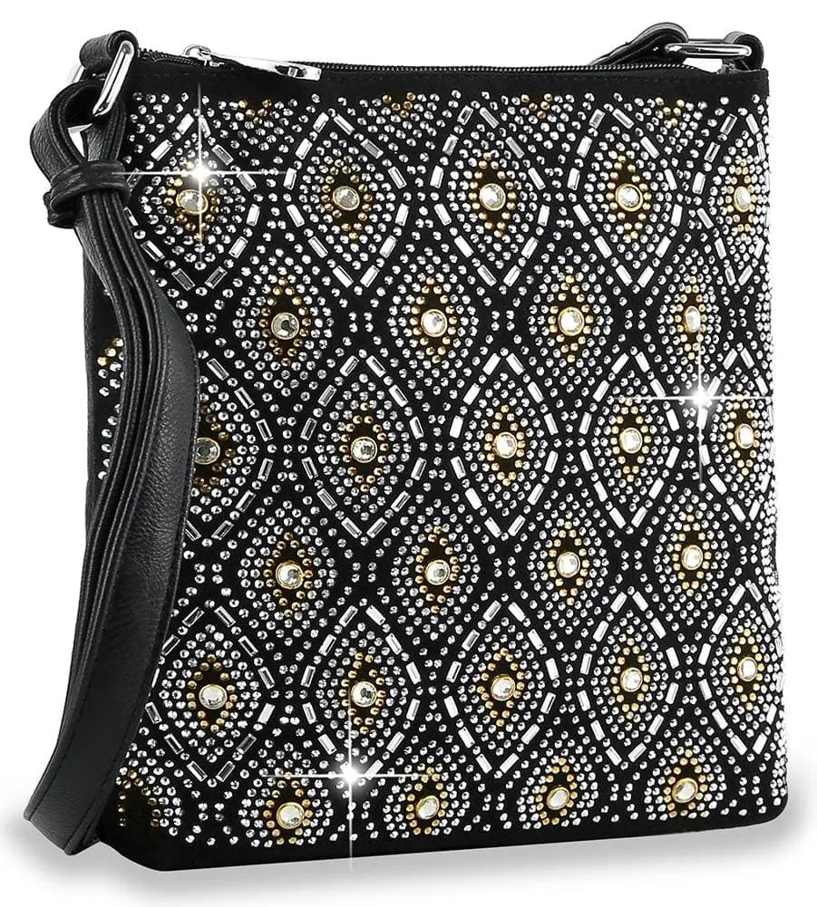 Patterned Rhinestone Crossbody Sling