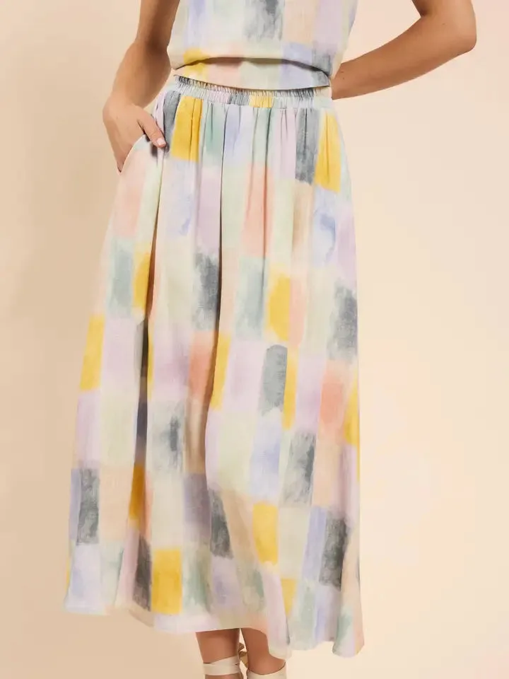 Petrichor Gathered Midi Skirt