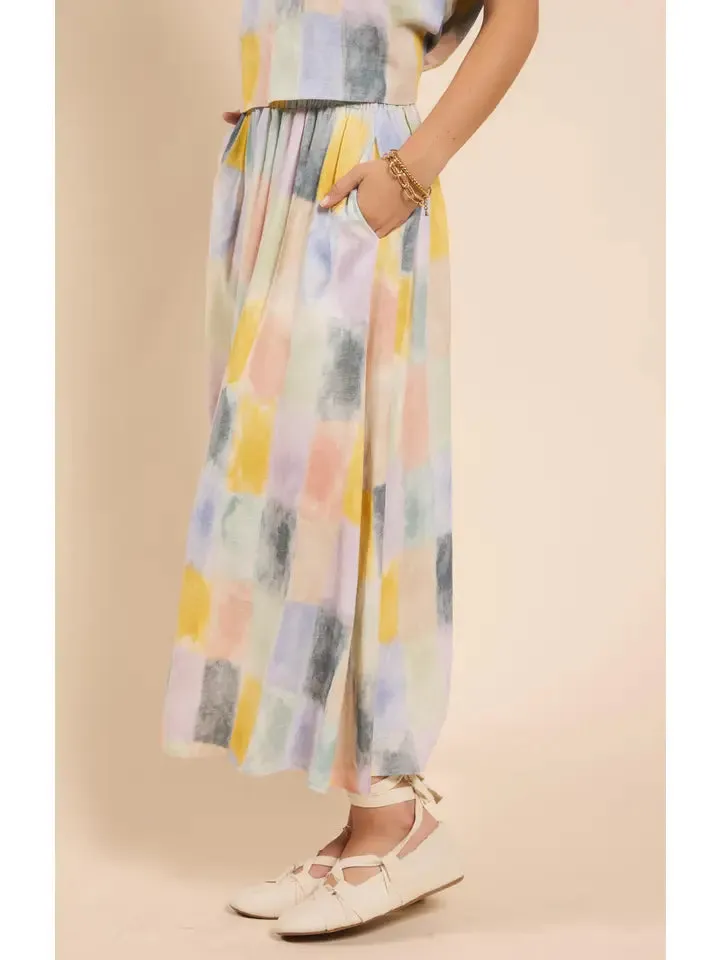 Petrichor Gathered Midi Skirt