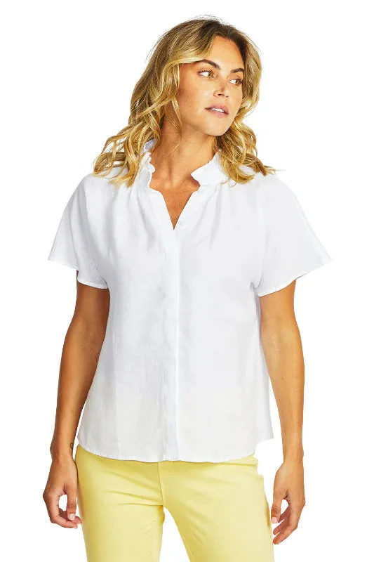 Ping Pong Nora Linen Ruffle Blouse - White