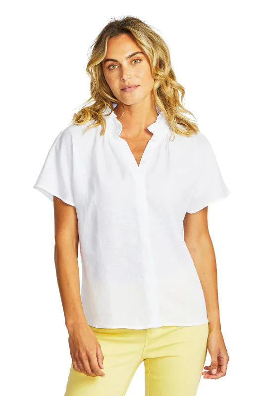 Ping Pong Nora Linen Ruffle Blouse - White