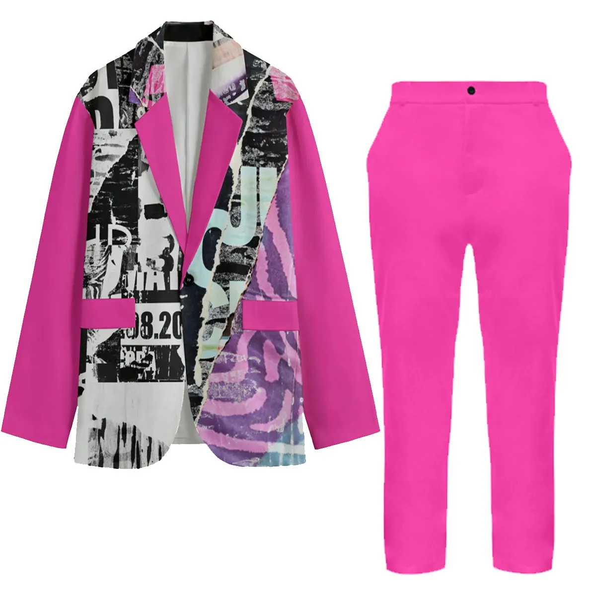 Pink fuchsia Mens trouser Pants Casual Trousers