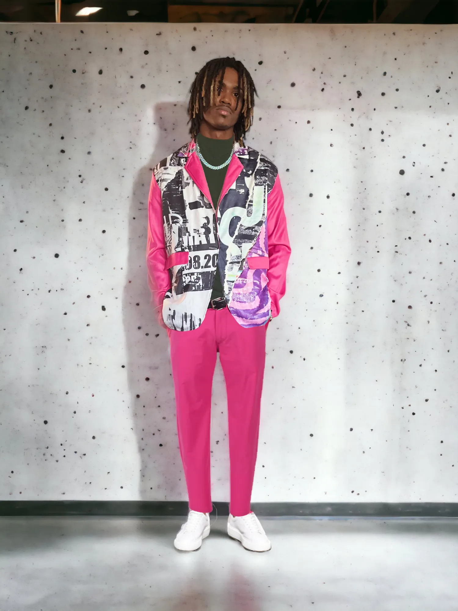 Pink fuchsia Mens trouser Pants Casual Trousers