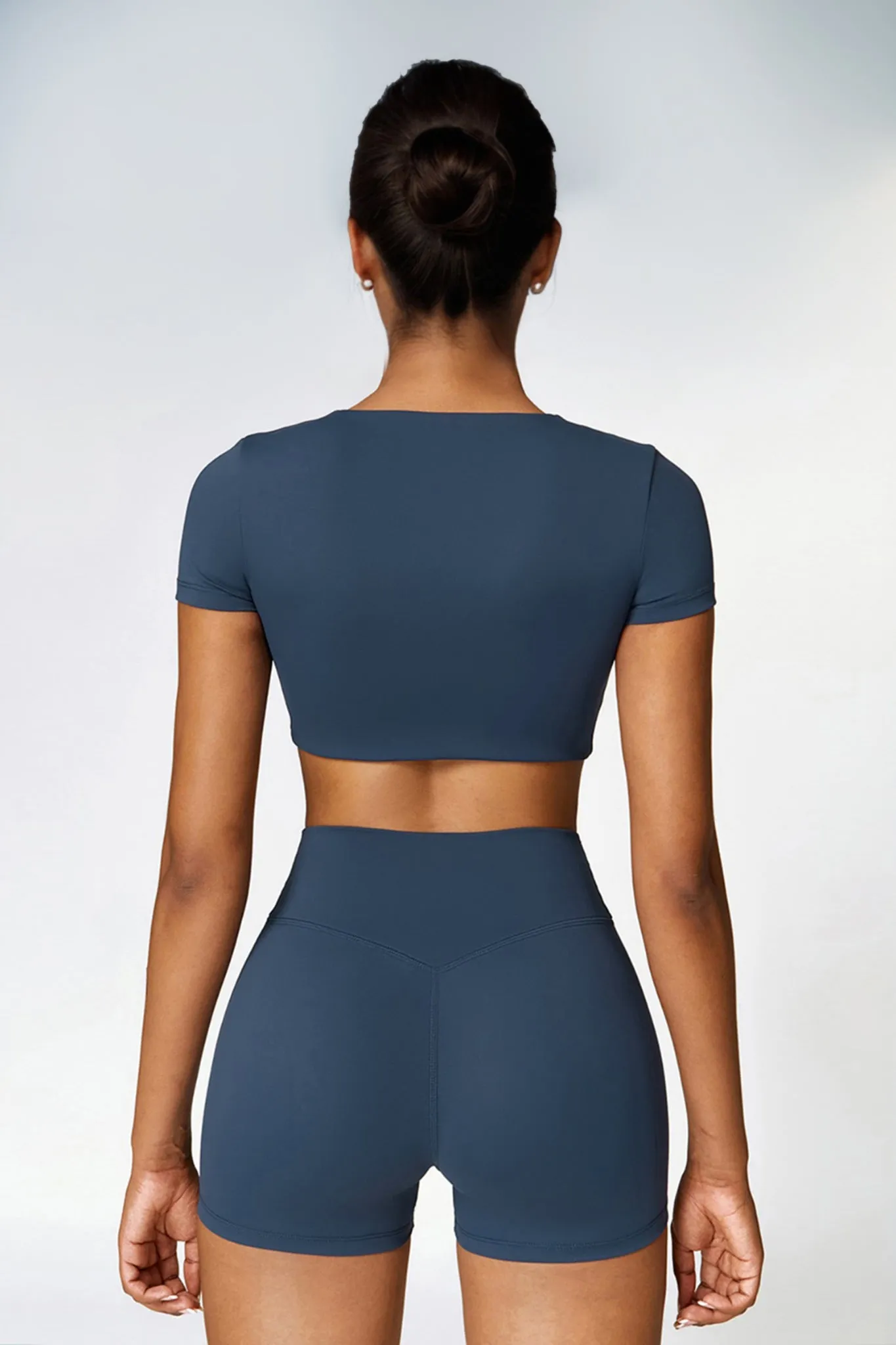 Power Move Crop Tee - Navy Blue