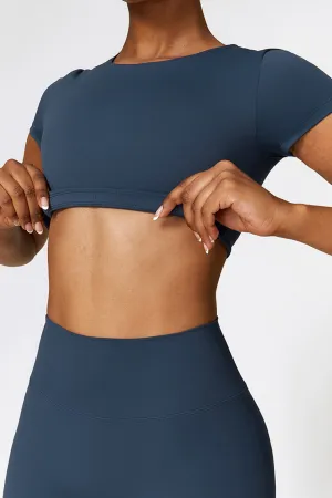 Power Move Crop Tee - Navy Blue