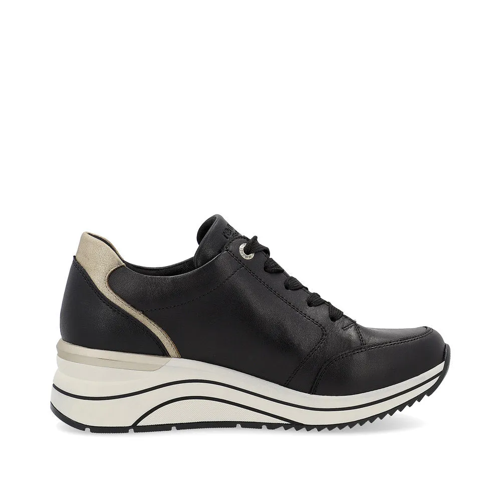 Remonte Trainer Shoe with Lace and Zip D0T03-01 BLACK LEATHER