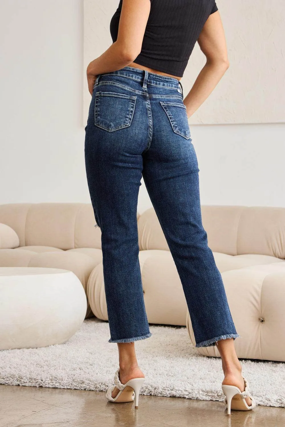 RFM Crop Dylan Full Size Tummy Control Distressed High
