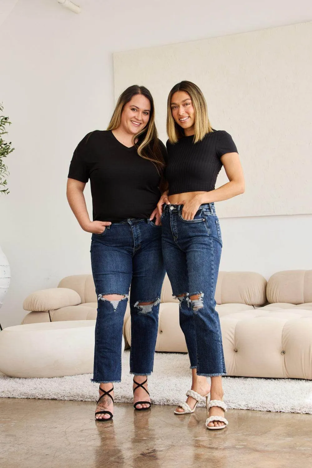 RFM Crop Dylan Full Size Tummy Control Distressed High