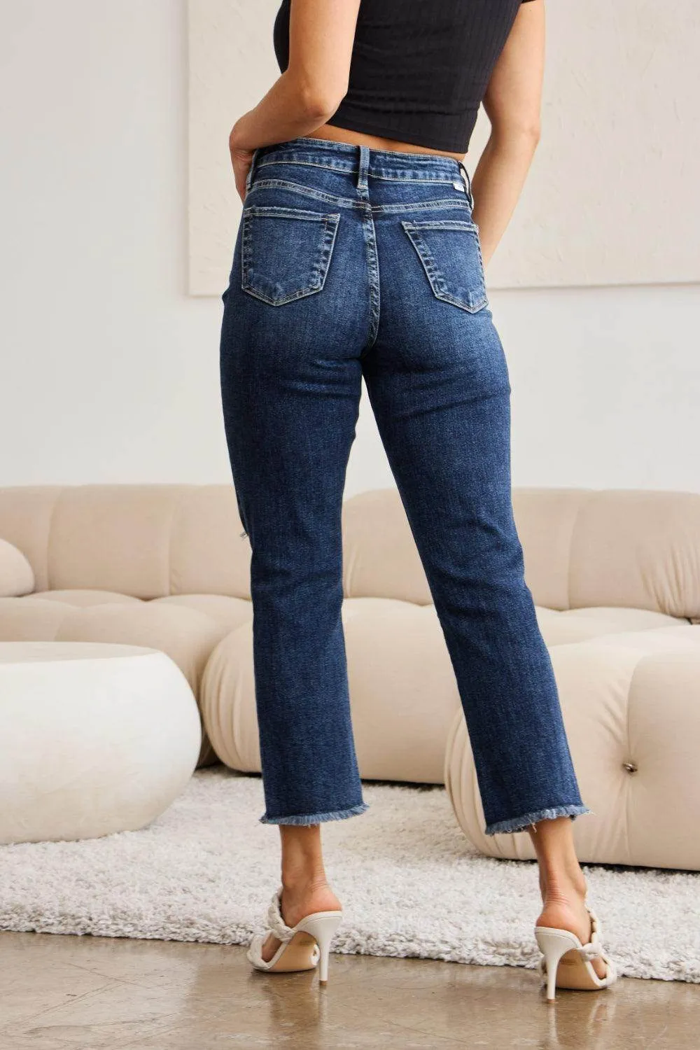 RFM Crop Dylan Full Size Tummy Control Distressed High