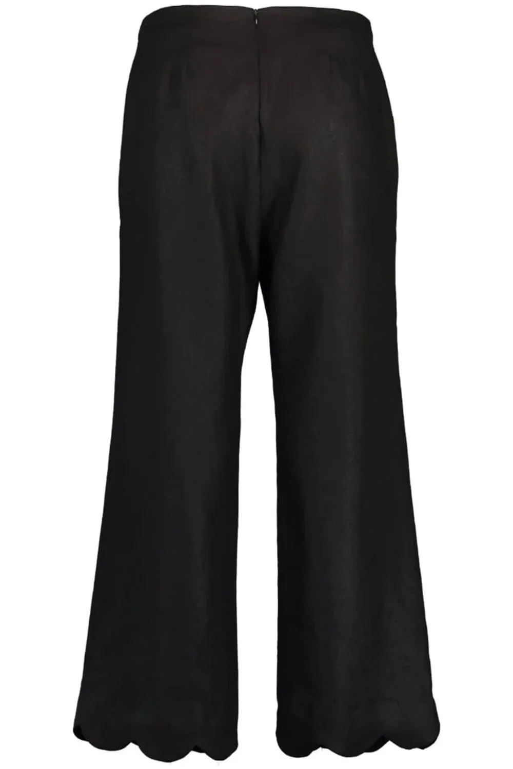 Scallop Black Linen Pant