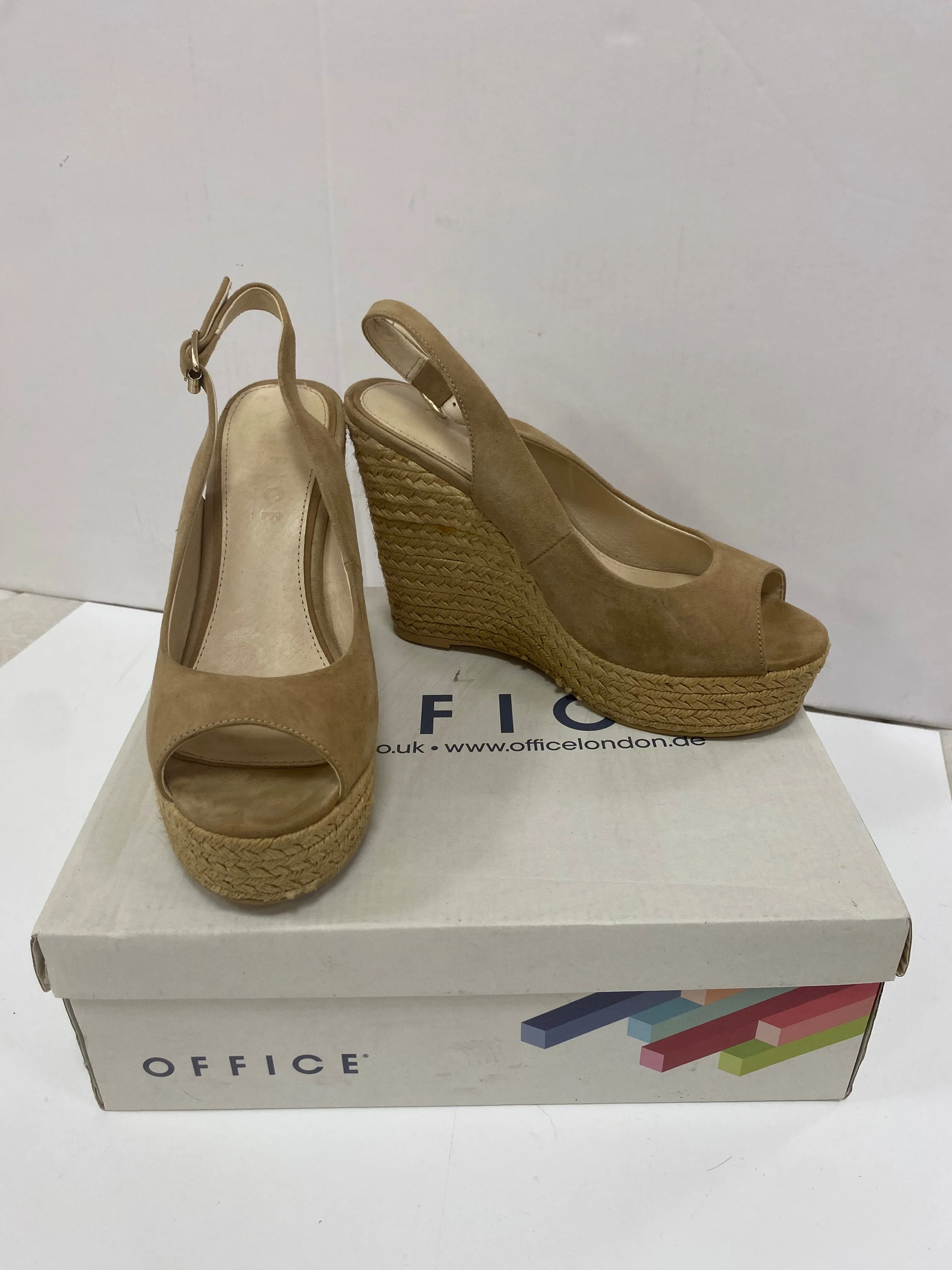 SLINGBACK ESPADRILLE WEDGE Sandal Taupe Nude Size 6 uk Office London