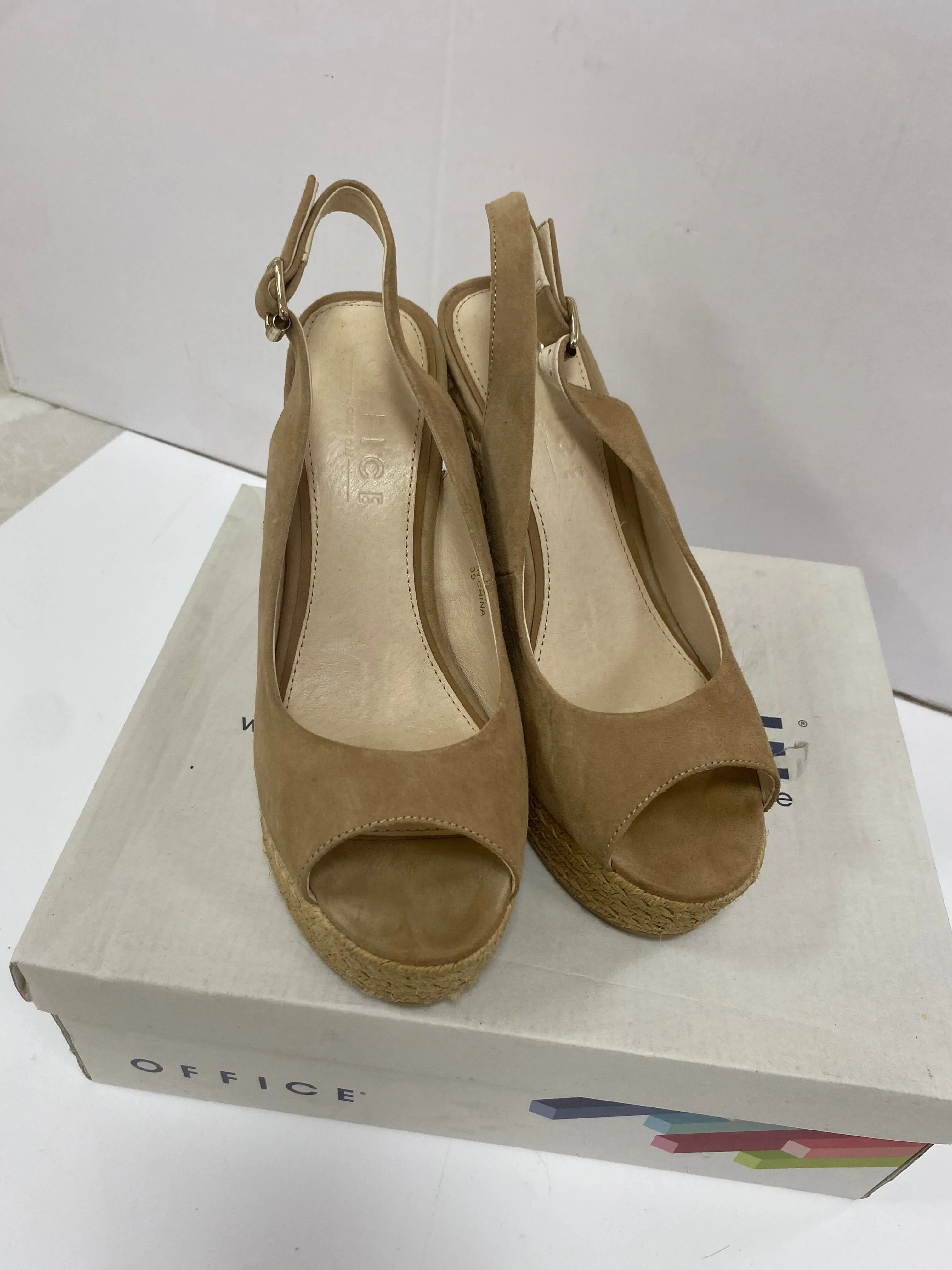 SLINGBACK ESPADRILLE WEDGE Sandal Taupe Nude Size 6 uk Office London
