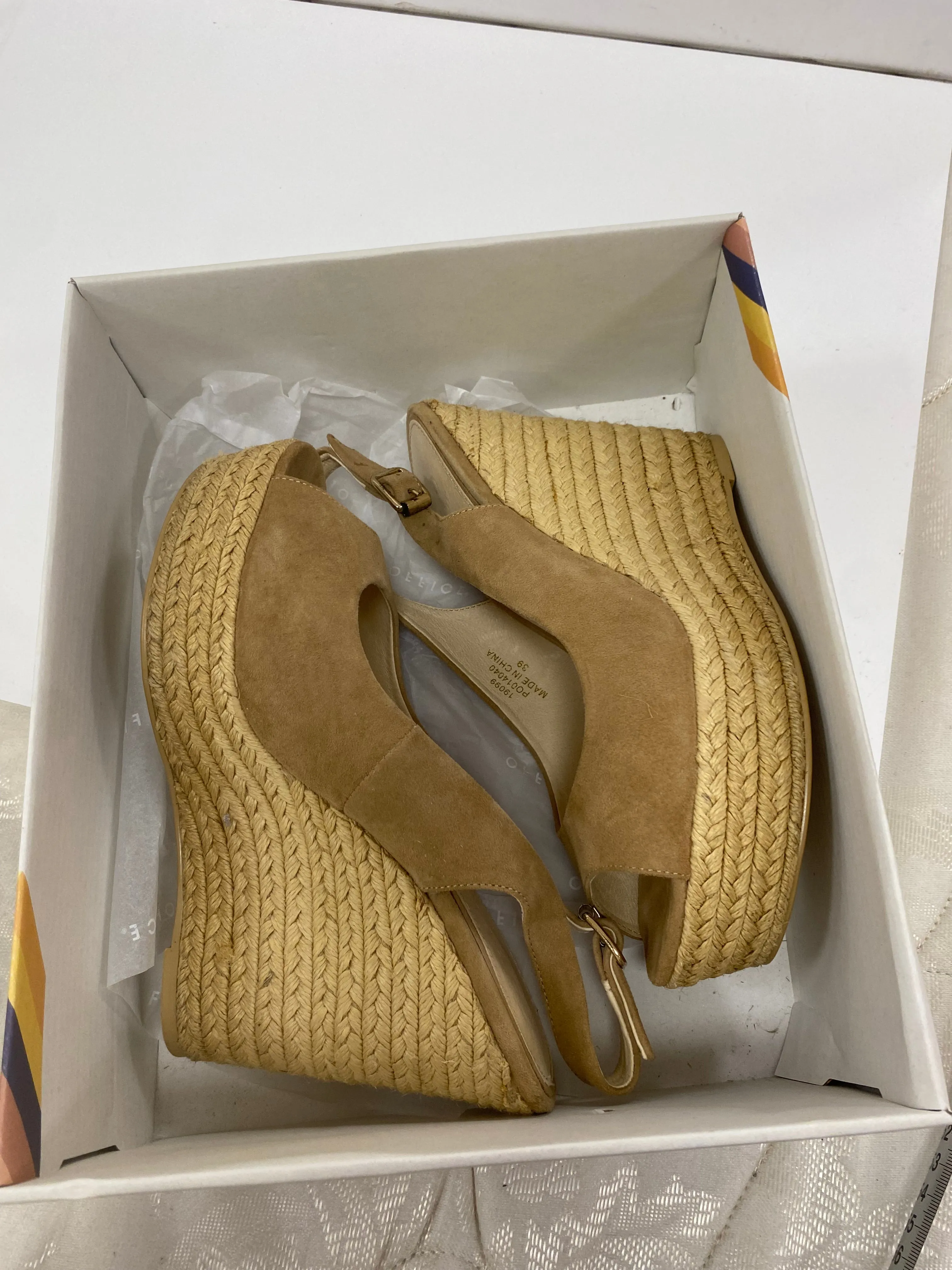 SLINGBACK ESPADRILLE WEDGE Sandal Taupe Nude Size 6 uk Office London