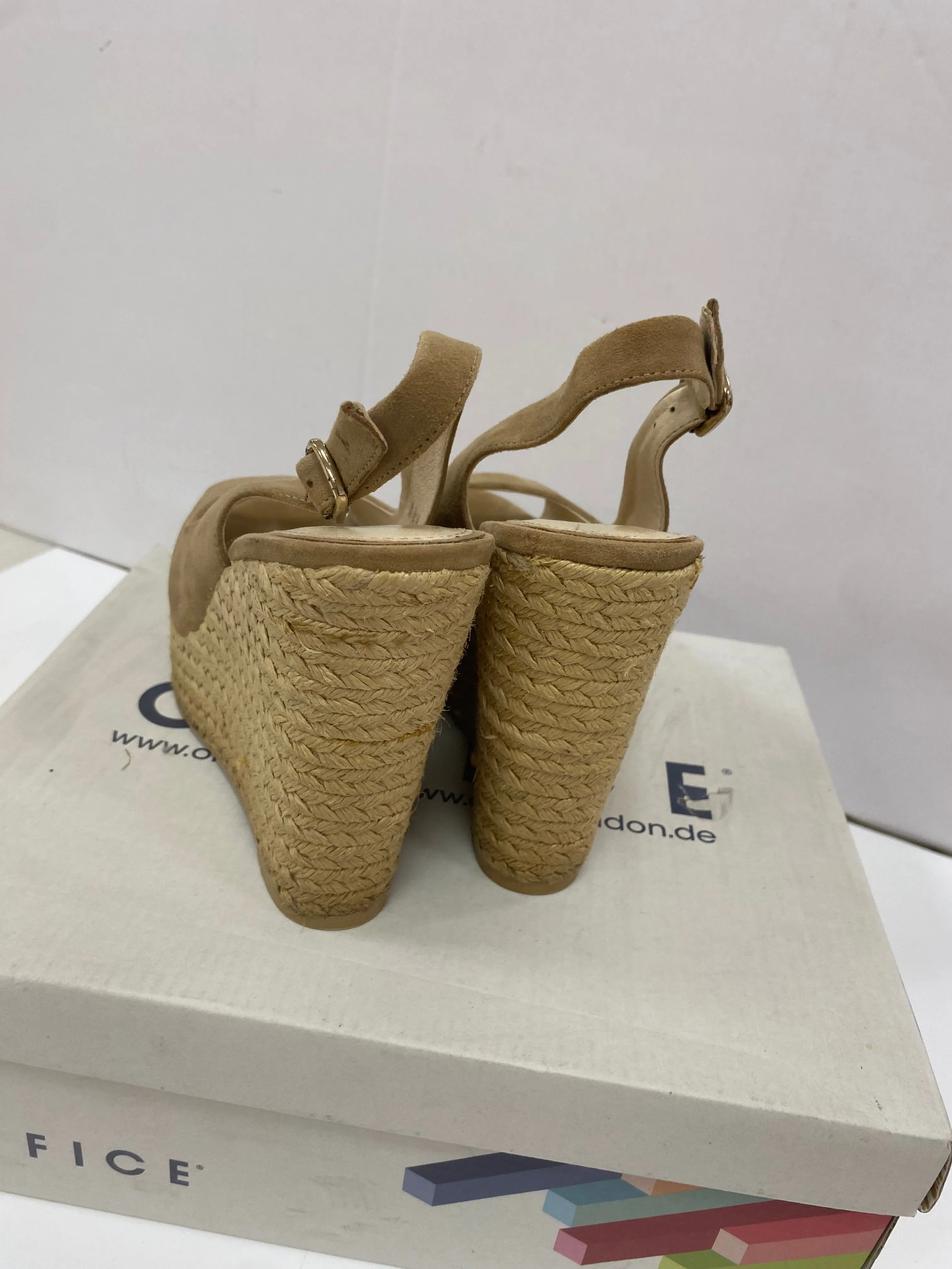 SLINGBACK ESPADRILLE WEDGE Sandal Taupe Nude Size 6 uk Office London