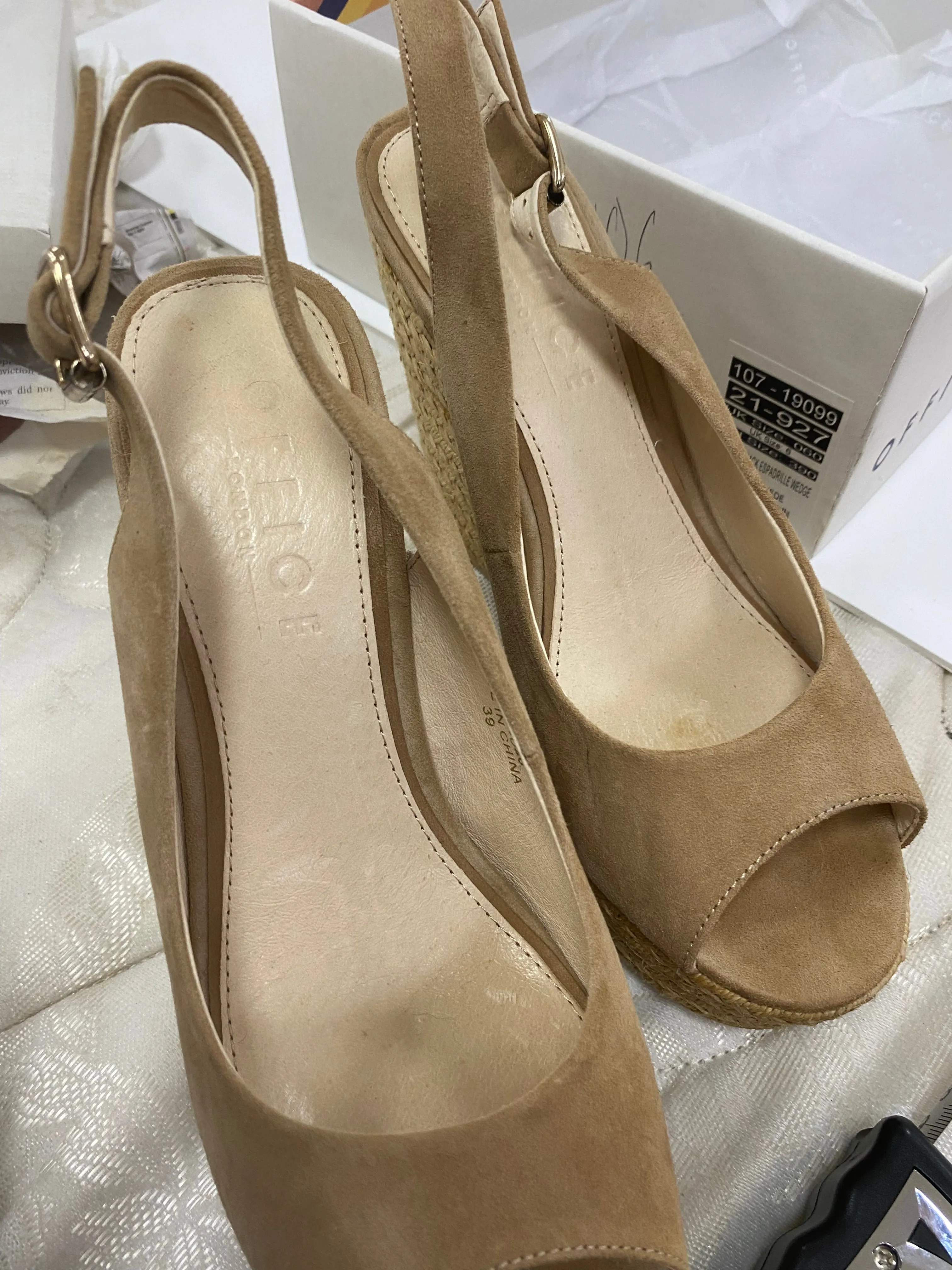 SLINGBACK ESPADRILLE WEDGE Sandal Taupe Nude Size 6 uk Office London