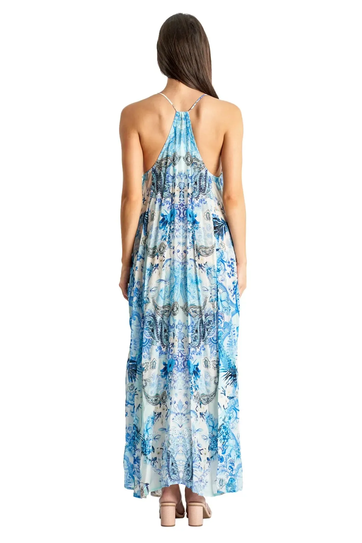 Spaghetti Strap Maxi Resort Dress with Front Pockets